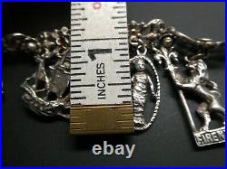 Vintage Peruzzi Florence 800 Silver Ornate Dangle 7 Charm Bracelet Size 7