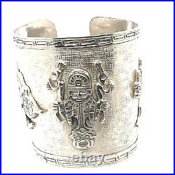 Vintage Plata Sterling Silver Peru Full Wrist Large Cuff Bracelet