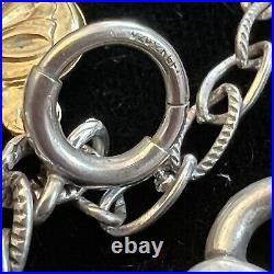 Vintage Puffy Heart Sterling 925 Silver Gold Filled Charm Bracelet Walter Lampl