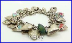 Vintage Puffy Hearts Sterling Silver Charm Bracelet