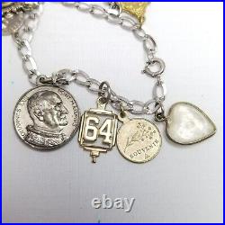 Vintage Religious Saint Charm Bracelet, Sterling Silver Chain Bracelet, Estate