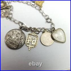 Vintage Religious Saint Charm Bracelet, Sterling Silver Chain Bracelet, Estate