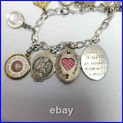 Vintage Religious Saint Charm Bracelet, Sterling Silver Chain Bracelet, Estate