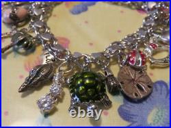 Vintage STERLING CHARM Bracelet 25 CHARMS Almost all are sterling ESTATE Find