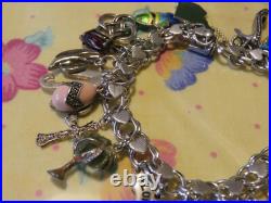 Vintage STERLING CHARM Bracelet 25 CHARMS Almost all are sterling ESTATE Find