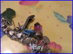 Vintage STERLING CHARM Bracelet 25 CHARMS Almost all are sterling ESTATE Find