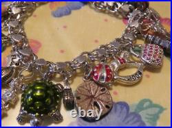 Vintage STERLING CHARM Bracelet 25 CHARMS Almost all are sterling ESTATE Find