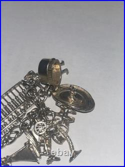 Vintage Silver 16 Charms Bracelet 60s/70s Style. Hinged And Interactive Charms