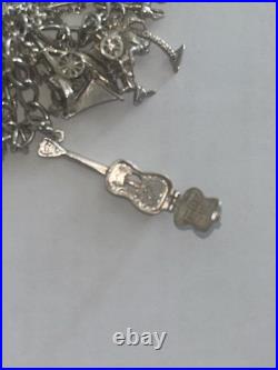 Vintage Silver 16 Charms Bracelet 60s/70s Style. Hinged And Interactive Charms