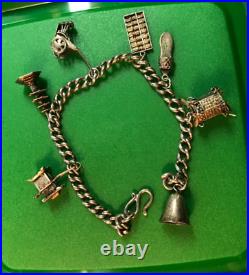 Vintage Silver Charm Bracelet 14.9g Many Charms Length 7 Unusual Charms Stamped