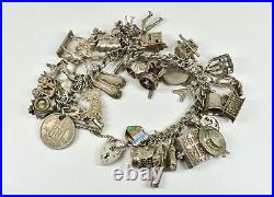 Vintage Silver Charm Bracelet, 32 Charms, 87.15g, Birmingham, 1974