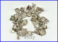 Vintage Silver Charm Bracelet, 32 Charms, 87.15g, Birmingham, 1974