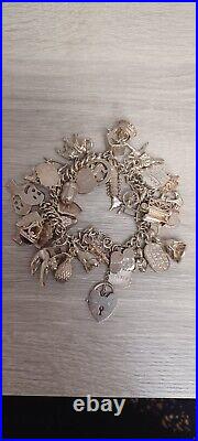 Vintage Silver Charm Bracelet 36 Charms