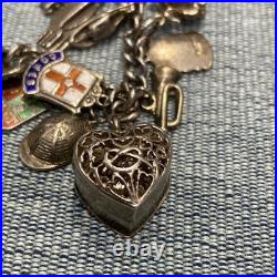Vintage Silver Charm Bracelet 51g 23 Charms Miscellaneous Themed Vintage Silver Charm Bracelet 51g 23 Charms Miscellaneous Themed