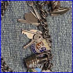Vintage Silver Charm Bracelet 51g 23 Charms Miscellaneous Themed Vintage Silver Charm Bracelet 51g 23 Charms Miscellaneous Themed