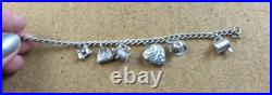 Vintage Silver Charm Bracelet 6 Sterling Silver Charms Puffy Heart Purse #979 Vintage Silver Charm Bracelet 6 Sterling Silver Charms Puffy Heart Purse #979