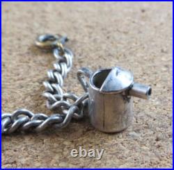 Vintage Silver Charm Bracelet 6 Sterling Silver Charms Puffy Heart Purse #979 Vintage Silver Charm Bracelet 6 Sterling Silver Charms Puffy Heart Purse #979