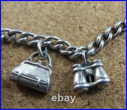 Vintage Silver Charm Bracelet 6 Sterling Silver Charms Puffy Heart Purse #979 Vintage Silver Charm Bracelet 6 Sterling Silver Charms Puffy Heart Purse #979