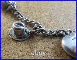 Vintage Silver Charm Bracelet 6 Sterling Silver Charms Puffy Heart Purse #979 Vintage Silver Charm Bracelet 6 Sterling Silver Charms Puffy Heart Purse #979