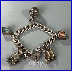 Vintage Silver Charm Bracelet 63g 19cm x 0.9cm DZX