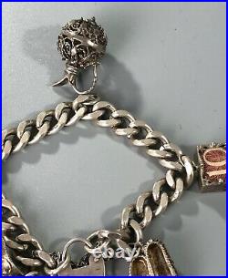 Vintage Silver Charm Bracelet 63g 19cm x 0.9cm DZX