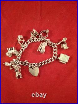 Vintage Silver Charm Bracelet And Charms 52gram D
