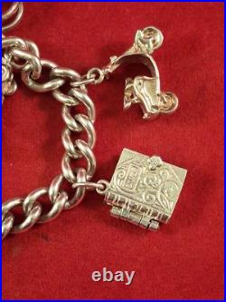 Vintage Silver Charm Bracelet And Charms 52gram D