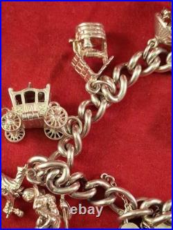 Vintage Silver Charm Bracelet And Charms 52gram D