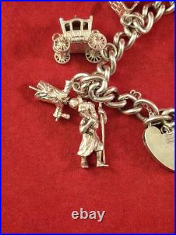 Vintage Silver Charm Bracelet And Charms 52gram D