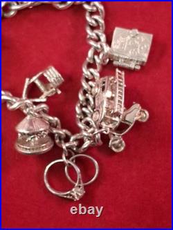 Vintage Silver Charm Bracelet And Charms 52gram D