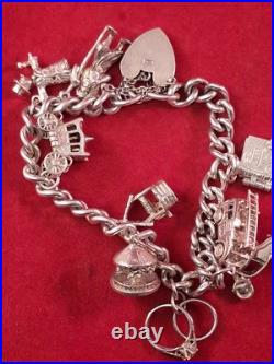 Vintage Silver Charm Bracelet And Charms 52gram D