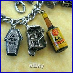 Vintage Silver Charm Bracelet The Adventures of a Barfly Opening PUBS Liquor