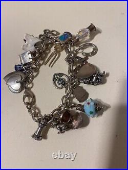 Vintage Silver Charm Bracelet With 20 Charms