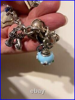 Vintage Silver Charm Bracelet With 20 Charms