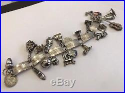 Vintage Silver Charm Bracelet With 21 Charms