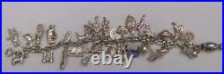 Vintage Silver Charm Bracelet With 32 Charms 83g / 18cm