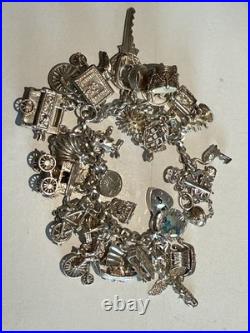 Vintage Silver Charm Bracelet With Many Unusual Charms 66g Weight Not Scrap Vintage Silver Charm Bracelet With Many Unusual Charms 66g Weight Not Scrap