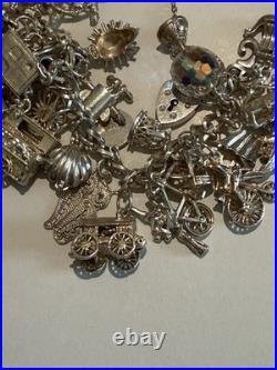 Vintage Silver Charm Bracelet With Many Unusual Charms 66g Weight Not Scrap Vintage Silver Charm Bracelet With Many Unusual Charms 66g Weight Not Scrap