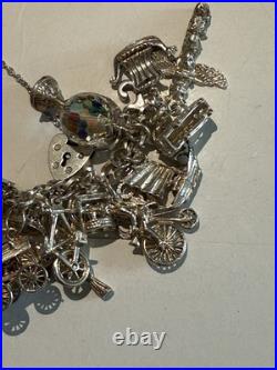 Vintage Silver Charm Bracelet With Many Unusual Charms 66g Weight Not Scrap Vintage Silver Charm Bracelet With Many Unusual Charms 66g Weight Not Scrap