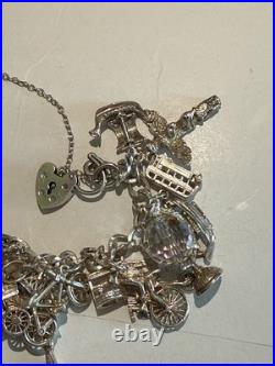 Vintage Silver Charm Bracelet With Many Unusual Charms 66g Weight Not Scrap Vintage Silver Charm Bracelet With Many Unusual Charms 66g Weight Not Scrap