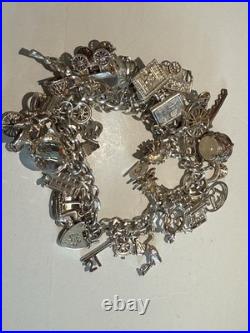 Vintage Silver Charm Bracelet With Many Unusual Charms 66g Weight Not Scrap Vintage Silver Charm Bracelet With Many Unusual Charms 66g Weight Not Scrap