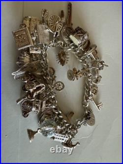 Vintage Silver Charm Bracelet With Many Unusual Charms 66g Weight Not Scrap Vintage Silver Charm Bracelet With Many Unusual Charms 66g Weight Not Scrap