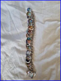 Vintage Silver Charm Travel Shield Bracelet