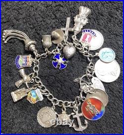 Vintage Silver Enamel Charm Bracelet, -46.93g