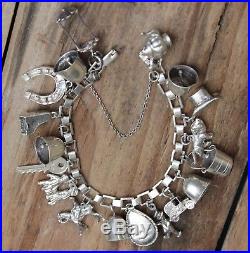 Vintage Silver Sterling 925 Charm Bracelet Bangle Old Jewellery Jewelry Ladies 2