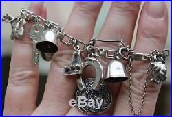 Vintage Silver Sterling 925 Charm Bracelet Bangle Old Jewellery Jewelry Ladies 2