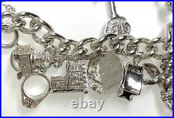 Vintage Silver Traditional 16 Charm Bracelet 67.6g 6 1/2 8.2mm 1976 Heart Clasp