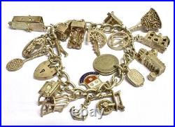 Vintage Silver & White Metal Charm Bracelet 67.4g 21 Charms Lovely quality