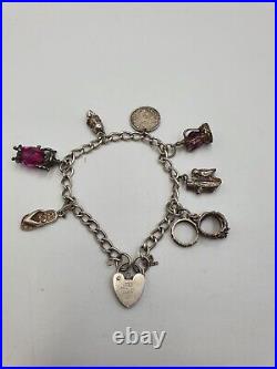 Vintage Solid Silver Charm Bracelet