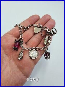 Vintage Solid Silver Charm Bracelet